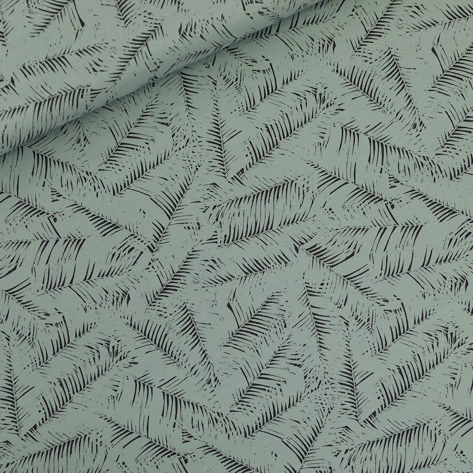 French terry appelblauwgroen met palmboombladeren - Leaf shelter - See you at six